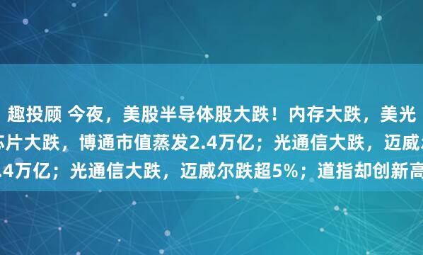 趣投顾 今夜，美股半导体股大跌！内存大跌，美光跌破1000美元；AI芯片大跌，博通市值蒸发2.4万亿；光通信大跌，迈威尔跌超5%；道指却创新高